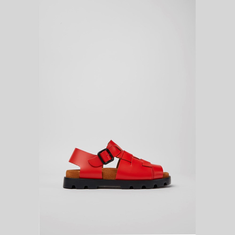 Camper Brutus Flate Sandaler Dame Rød | DJKTF-4682