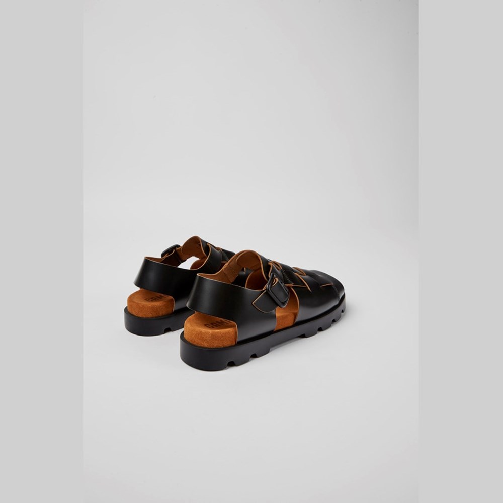 Camper Brutus Flate Sandaler Dame Svarte | UDELM-4306